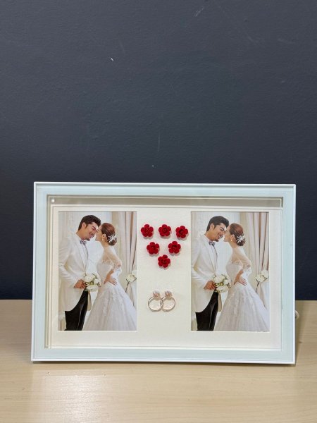 برواز عرسان مستطيل40*18سم مضيء اضاءة ذهبية USB شحن QM16/1